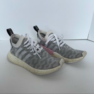 Adidas NMD R2 Primeknit Grey White Pink Shoes